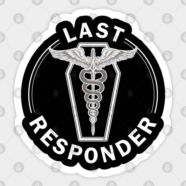 Last Responder Mortician Trocar Caduceus Sticker by Graveyard Gossip